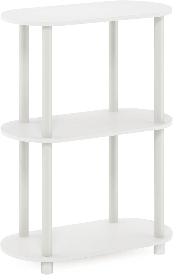 Furinno Turn-N-Tube No Tools 3-Tier Modern Oval Side Display Rack, White/Virgin White