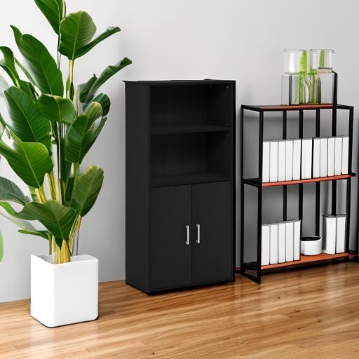 Furinno Pasir 4-Tier Storage Bookcase, Bookshelf, Multipurpose Shelf, Black Oak