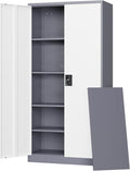 Letaya Metal Garage Storage Cabinets with Lock Door and Adjustable Shelves, Steel Tool Cabinets for Home,Office,Warehouse Organisieren (Gery White, 72" H)