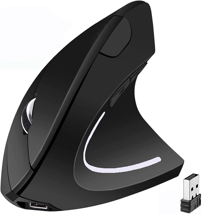 Ergonomic Mouse, High Precision Vertical Wireless Mouse, Rechargeable 2.4GHz Optical Vertical Mice, 3 Adjustable DPI 800/1200/1600 DPI, for Laptop, PC, Computer etc, Specially for Right-handers