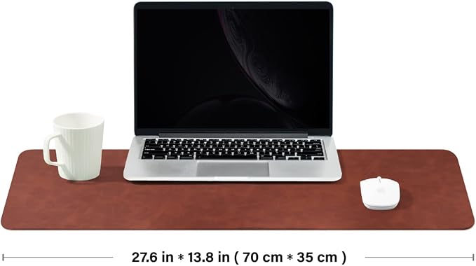 Distressed Leather Desk Mat - Non-Slip PU Desk Pad for Office and Home - Desk Organization and Accessories - Ideal for Large Mouse Pad and Desk Mats on Top of Desks(Mahogany,27.6"x 13.8")