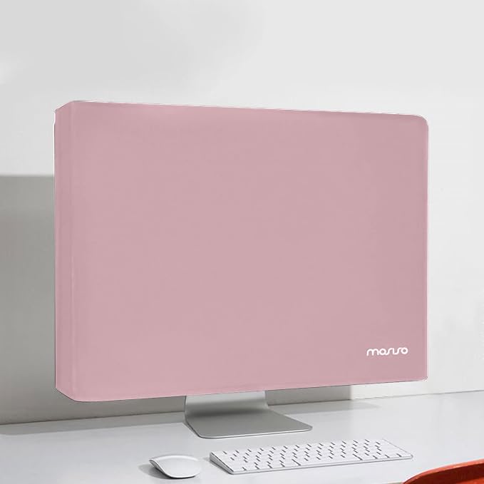 MOSISO Monitor Dust Cover 22, 23, 24, 25 inch Anti-Static Dustproof LCD/LED/HD Panel Case Computer Screen Protective Sleeve Compatible with iMac 24 inch, 22-25 inch PC, Desktop and TV, Pink