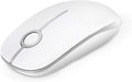 VssoPlor Wireless Mouse, 2.4G Slim Portable Computer Laptop Mouse with Nano Receiver Quiet Silent Optical Mice for Notebook, PC, Laptop, Computer-White and Silver