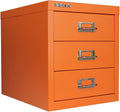 3-Drawer Steel MultiDrawer Cabinet - Orange, by Bisley | Chrome Pull Handles with Label Holders, Powder-Coated Steel, Removable Drawers, Desktop Storage, Labels Included