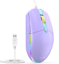 TECKNET Wired Mouse - USB Corded Mouse with RGB Backlit Full Size Optical Silent Mouse with Side Buttons,LED Plug and Play Wired Connection Office Mice for Desktop,PC,Laptop