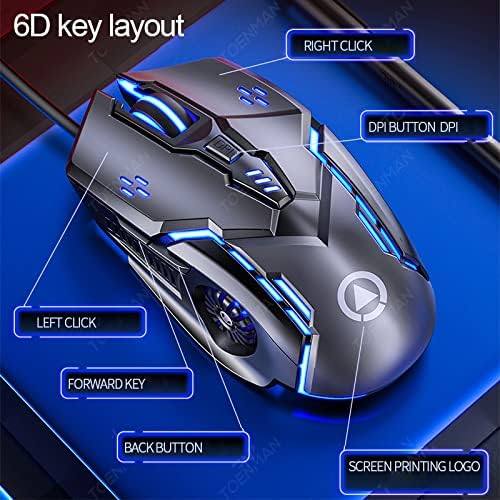 Gaming Mouse Wired, USB Computer Mice for Game & Daily, Chroma RGB Backlit, 4 Adjustable DPI Up to 3200 DPI, Comfortable Grip Ergonomic Mice for PC, Laptop, Mac, Windows (White)