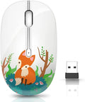 JUHOO Wireless Mouse with Nano Receiver for PC, Laptop, Notebook, Computer, MacBook, Less Noise, Portable Mobile Optical Mice.(Fox)