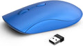 Wireless Mouse for Chromebook, Laptop, PC, MacBook, Slim Portable Optical Computer Mouse with USB Mini Receiver, Quiet Click, 2400 DPI, 2.4GHz Cordless Silent Travel Mobile mice - Blue