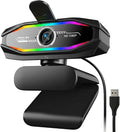 1080P Webcam with Microphone, Full HD Web Camera with RGB Light for Pc, Light Correction and Noise Cancellation Streaming Webcam, USB Computer Camera with Privacy Cover ,Plug and Play PC Web Cam