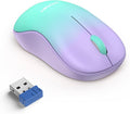 TECKNET Wireless Mouse for Laptop, 2.4G Silent Computer Mouse Quiet Click with 5 DPI Levels,Contoured Grip,Small Portable 30 Months Battery Cordless Mice for PC, Chromebook, Mac - Purple Green