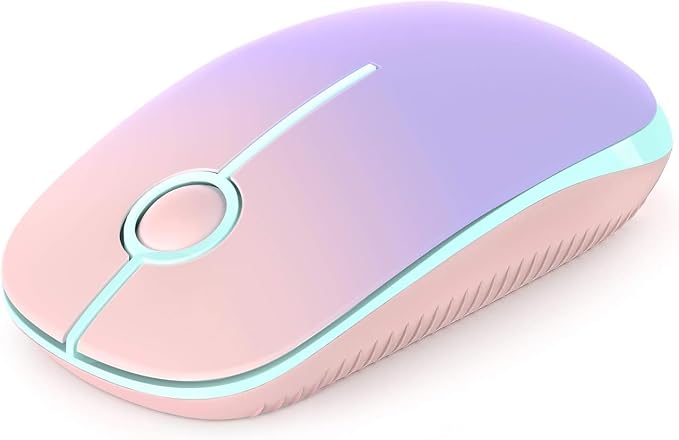 Unipows Wireless Mouse - 2.4G Slim Portable Computer Mouse with Nano Receiver, Less Noise Mobile Optical Mice for Notebook, PC, Laptop, Computer, Mac (Gradient Pink to Purple)