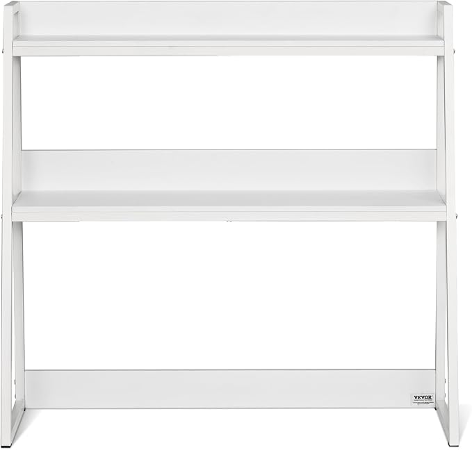 VEVOR Desktop Bookshelf, 2-Tier Desktop Storage Organizer, 37.4" x 12.6" x 35.4" Office Desk Storage Rack Display Shelf, Desktop Bookshelf Hutch with Anti-Slip Feet Pads for Office, Home & Dorm, White