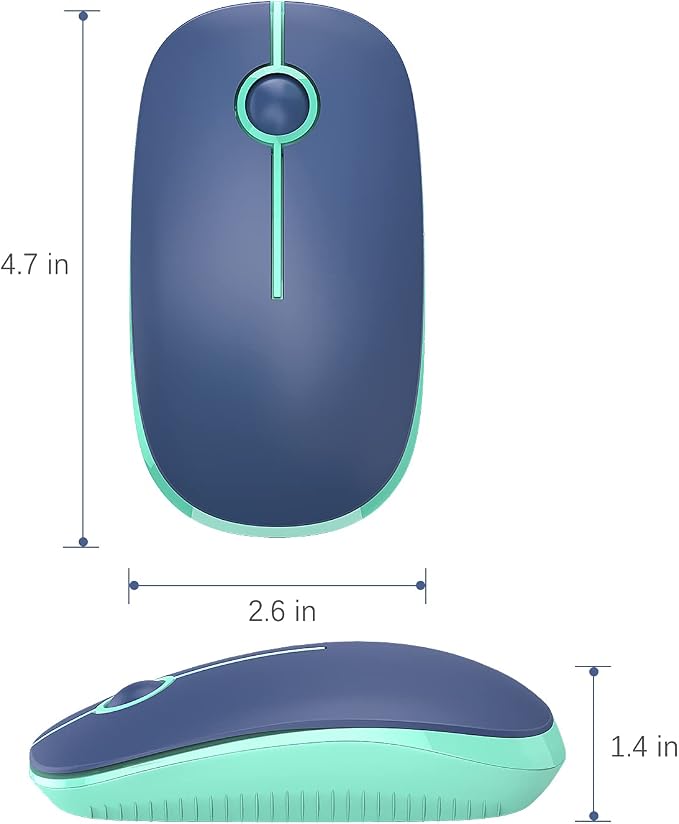 VssoPlor Wireless Mouse, 2.4G Slim Portable Computer Laptop Mouse with Nano Receiver Quiet Silent Optical Mice for Notebook, PC, Laptop, Computer-Blue and Green