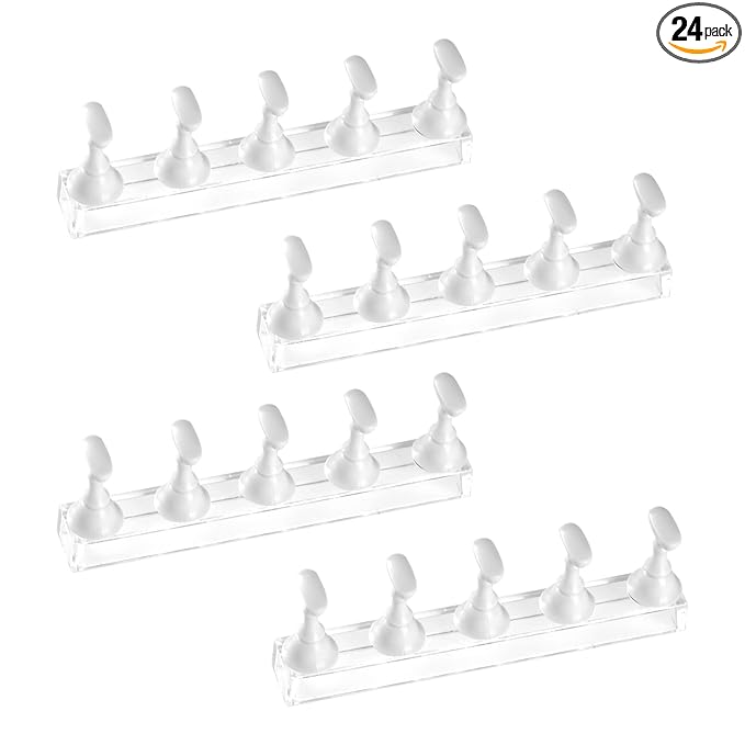 4 Sets White Nail Stand for Press on Nails Display, Magnetic Fake Nail Tips Holder for Painting Nails Practice, Beginner Acrylic Nail Art Kit Accessories, Nail Salon Equipment and Decorations