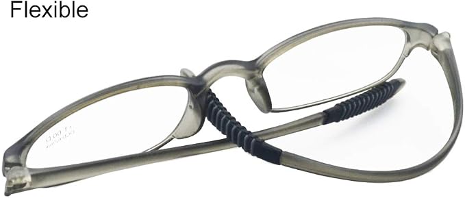 Lightweight Reading Glasses Grey Frame,Flexible(Memory Plastic) Readers, Men and Women