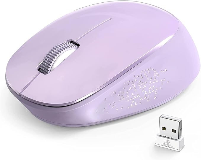 Leadsail Wireless Mouse for Laptop - 2.4G Silent Cordless USB Slim Wireless Optical Computer Mouse, 3 Buttons, 1600 DPI for Windows 10/8/7/Mac/Macbook Pro/Air/HP/Dell/Lenovo/Acer - Purple