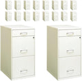 Pemberly Row Set of 18 3-Drawer File Cabinet with Pencil-Drawer in Pearl White