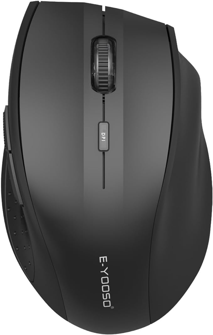 E-YOOSO Bluetooth Wireless Mouse for Laptop, Portable Optical Computer Mouse, 6 Buttons, Cordless 2.4GHz with USB Receiver, 5-Level 4800 DPI, 18 Months Battery Life, for PC, Chromebook, Windows, Mac