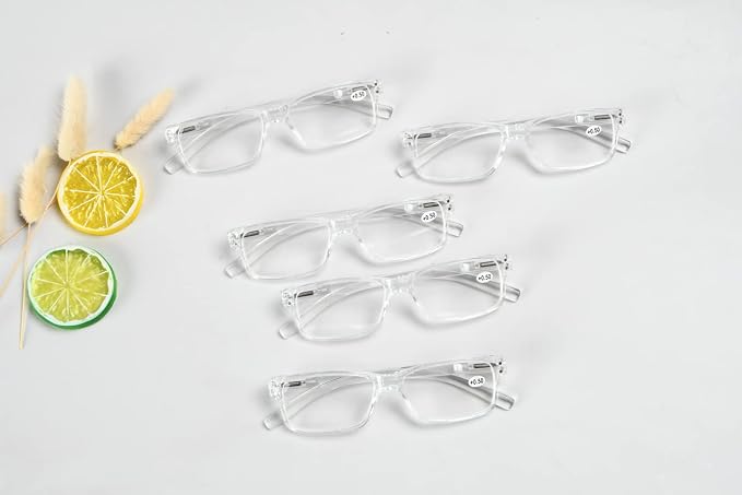 Eyekepper Vintage Reading Glasses for Men - 5 Pack Spring Hinges Classic Readers - Clear Frame +3.75