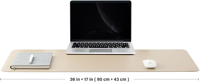 HOMIEAZICOZI Leather Desk Mat - Non-Slip PU Pad for Office and Home Organization Accessories Ideal Large Mouse Mats on Top of Desks (Champagne Gold,36''x 17'') (DPD-CG-L)