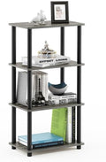 Furinno Turn-N-Tube No Tool 4-Tier Storage Shelf, Narrow, French Oak Grey/Black