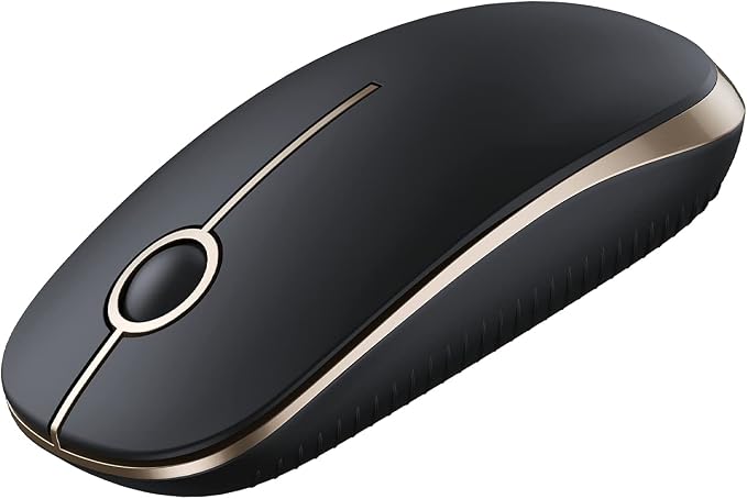 VssoPlor Wireless Mouse, 2.4G Slim Portable Computer Laptop Mouse with Nano Receiver Quiet Silent Optical Mice for Notebook, PC, Laptop, Computer-Black and Gold
