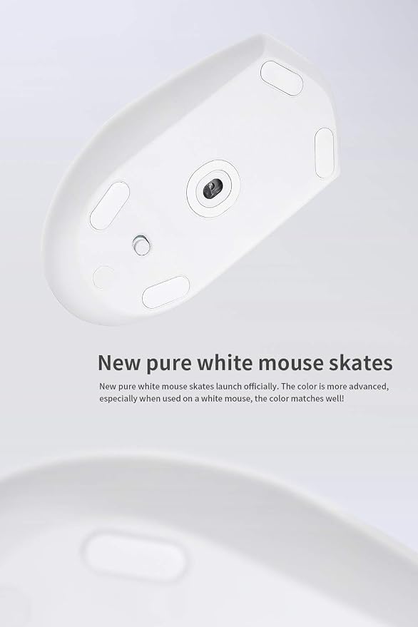 HOTLINEGAMES 2Sets 3.0 Plus Rounded Curved Edges Mouse Feet Skates Compatible with Zowie ZA13, ZA13B Gaming Mouse feet Replacement (0.7mm,Smooth Glide Pads,Pure White PTFE) Professional Mice Upgrade