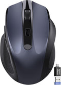 Wireless Mouse for Laptop, 2.4GHz Computer Mouse with USB-A Port &USB-C Adapter, Cordless Office Mice with 6 Buttons & 3 Level DPI for Small to Medium Hands, Work with PC, Desktop, Tablet - M21