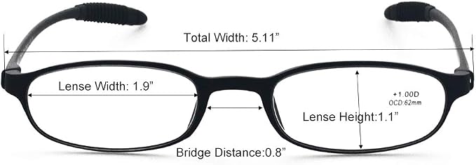 Flexible Plastic 3.75 Diopters Reading Glasses,Lightweight Readers for Men and Women