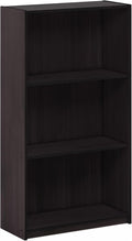 Furinno BASIC Book Shelf, 3-Tier Modern Bookshelf, Bookcase with Open Shelves, 9.3" x 21.8" x 39.5", for Living Room, Bedroom, Home Office, Dark Walnut
