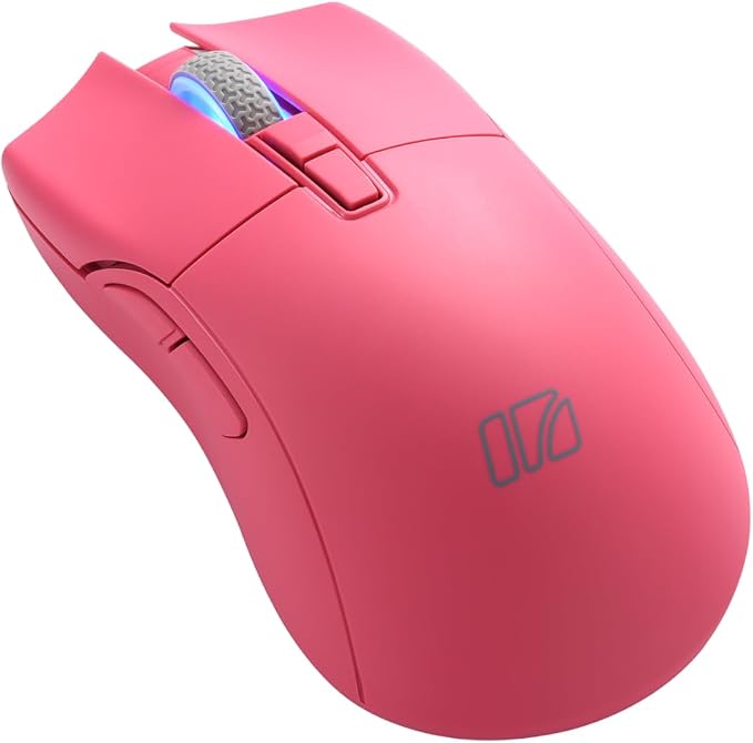 iRocks M31R Wireless Gaming Mouse, Triple Mode 2.4G/ Bluetooth/USB-C Detachable Cable Gaming Mouse, Kailh GM8.0 Mouse Switches, Advanced PixArt PAW3395 Optical Sensor, Up to 26,000 DPI - Pink