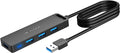 VENTION USB Hub 3.0 Splitter with 3FT Extension Long Cable 4-Port Ultra-Slim Multiport Expander for Desktop, PC, Laptop, Surface Pro, PS4, Flash Drive, Mobile HDD