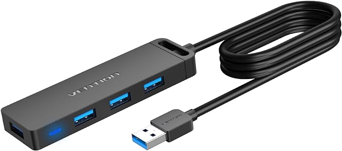 VENTION USB Hub 3.0 Splitter with 3FT Extension Long Cable 4-Port Ultra-Slim Multiport Expander for Desktop, PC, Laptop, Surface Pro, PS4, Flash Drive, Mobile HDD
