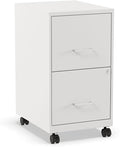 STAPLES Mobile Pedestal File Cabinet with Wheels, 2-Drawer, Letter/Legal Compatible, Locking, White