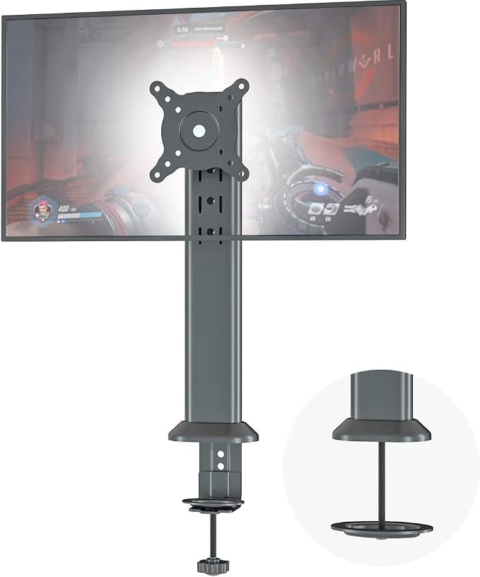 HEMUDU Single Desk Monitor Arm Mount Stand Fit for 13 inch to 32 inch Flat Curved Computer Screen with Swivel, Height Adjustable, Rotation,Holds up to 77lbs, Black