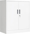 CMY 36" H Metal Storage Cabinet, Locking Storage Cabinet with Doors and Adjustable Shelves for Office, Garage, Home-White