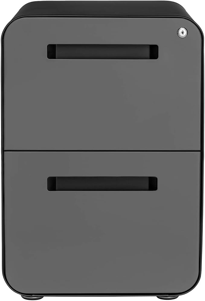 Laura Davidson Furniture Stockpile 2-Drawer Modern Mobile File Cabinet, Commercial-Grade (Black/Grey)