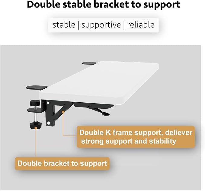 Ergonomics Desk Extender Tray, Suitable for Office. Foldable, Punch-Free Clamp on.Computer Keyborad Tray, Desk Extension Board (25.2"*9.45"(64cm*24cm), White Carbon Fiber)…