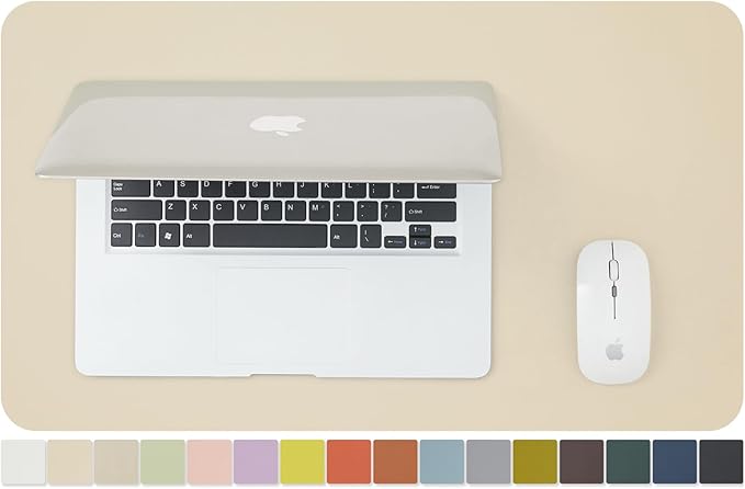 Leather Desk Mat - Small Non-Slip PU Desk Pad for Office and Home - Desk Organization and Accessories - Ideal for Large Mouse Pad and Small Desk Mats on Top of Desks (Beige,23.6"x 13.8")