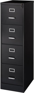 Staples 4-Drawer Vertical File Cabinet, Letter Size Documents, Lockable, 22" D x 14.9" W x 51.97" H, Black