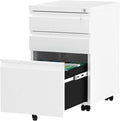 YITAHOME 3-Drawer Rolling Filing Cabinet Office Drawers, Lockable Office Storage Cabinet with Hanging Bars and Pencil Tray, Pre-Assembled Metal File Storage Under Desk (White)