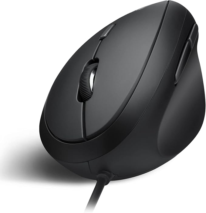 Perixx PERIMICE-519 Wired Ergonomic Vertical Mouse - Portable Small Design - 105x67x58 mm - Right Handed Black