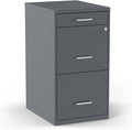 Staples 3-Drawer Vertical File Cabinet, Letter Size Documents, Lockable & Mobile, 18.9" D x 14.3" W x 26.8" H, Charcoal