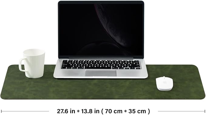 Distressed Leather Desk Mat - Non-Slip PU Desk Pad for Office and Home - Desk Organization and Accessories - Ideal for Large Mouse Pad and Desk Mats on Top of Desks(Forest Green,27.6"x 13.8")