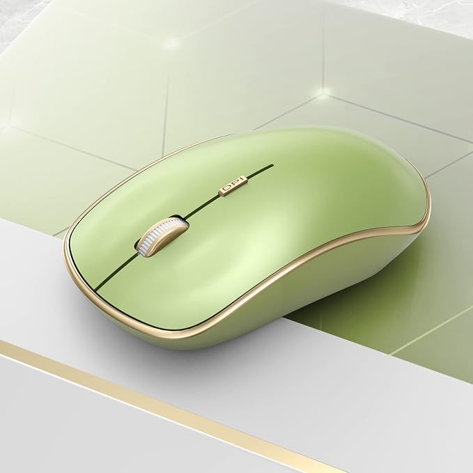 JOYACCESS J 2.4G Slim Wireless Silent Mouse - Portable Wireless Computer Mouse with 5 Adjustable DPI Levels, USB for Desktop, Notebook, MacBook, Chromebook, PC (Light Green)