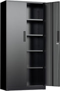 INTERGREAT Black Metal Storage Cabinet, 72" Locking Steel Cabinets with 2 Door and 4 Adjustable Shelves, Tall Metal Cabinet for Home Office, Garage, Warehouse