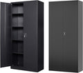 Fesbos Metal Storage Cabinet-71” Tall Steel File Cabinets with Lockable Doors and Adjustable Shelves-Black Steel Storage Cabinet for Home,Kitchen, School, Office, Garage