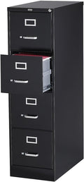 Staples 4-Drawer Vertical File Cabinet, Letter Size Documents, Lockable, 25" D x 15" W x 51.97" H, Black