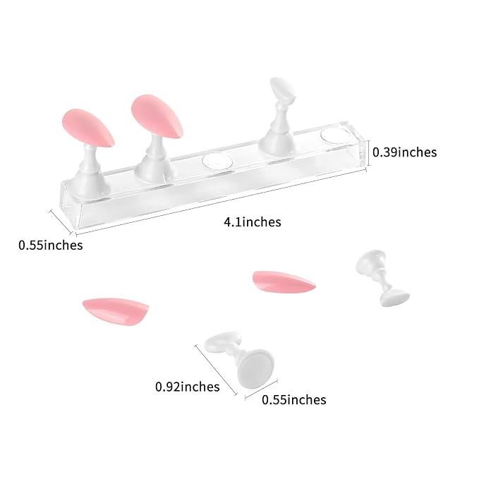 4 Sets White Nail Stand for Press on Nails Display, Magnetic Fake Nail Tips Holder for Painting Nails Practice, Beginner Acrylic Nail Art Kit Accessories, Nail Salon Equipment and Decorations