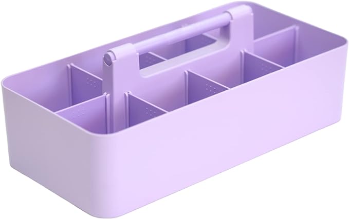 -Large Portable Caddy, DIY Dividers, 8 Compartments, Portable Basket with Handle Storage Organizer Modern Made in USA (4 PACK, Lavender)